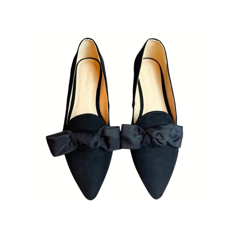 London Rebel Florence Black Pointed Bow Ballet Flats Size 6 NWOB - Picture 9 of 9